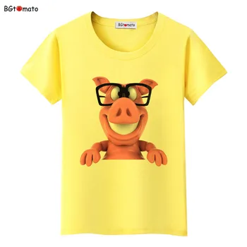 BGtomato 3D okuliare Ošípaných cool tričko ženy krásne kreslené ružová ošípaných bežné tričko, Originál Značky kvalitné letné košele