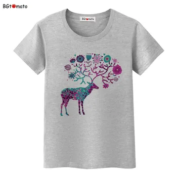 BGtomato fialová V jeleň krásne tričká pre ženy pôvodného módny dizajn krásne košele Značky bežné topy tees