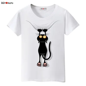 BGtomato Hot predaj letné naughty black cat 3D T-shirt ženy krásne kreslené tričká kvalitné pôvodnej značky tees bežné topy