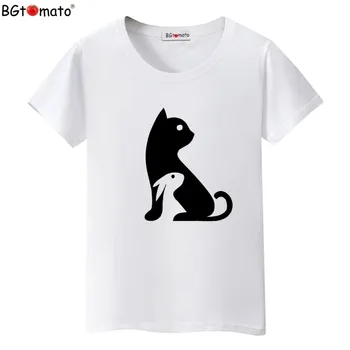 BGtomato Roztomilý 3D, Čierne mačky a králiky Ženy T-Shirt Letné Módy Lady Topy Krátky Rukáv Vytlačené T Shirt Novinka Tee Košele