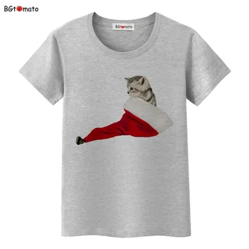 BGtomato Vianočné cat t-shirt kawaii top krásne 3d vytlačené t-shirts lacné predaj oblečenia značky tričko ženy letné tričko top tees