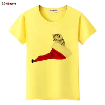 BGtomato Vianočné cat t-shirt kawaii top krásne 3d vytlačené t-shirts lacné predaj oblečenia značky tričko ženy letné tričko top tees