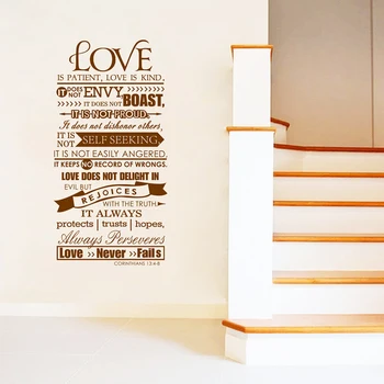 Biblia Samolepky Na Stenu - Láska Je Trpezlivá Písme Citát Stenu Odtlačkový Verše Wall Art Decor