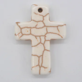 Biela Howlite Kríž GEM Prívesok Módne Šperky Voľné Perličiek S101