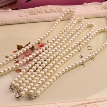 Biela Imitácia Sladkovodné Perlový Náhrdelník Pre Ženy 40 cm Klasické Peal Korálky Náhrdelník Módne Šperky Veľkoobchodné Ceny