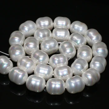 Biela prírodná perla shell 12*15 mm nepravidelný cca ryža barel voľné korálky luxusné high grade ženy šperky čo 15inch B2274