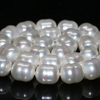 Biela prírodná perla shell 12*15 mm nepravidelný cca ryža barel voľné korálky luxusné high grade ženy šperky čo 15inch B2274