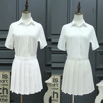 Biela Skladaný Sukne Lete Ženské Sukne Vysoké Školy Jednotný Japonsko Oblečenie Harajuku Jednotné Sukne Ženy Saias