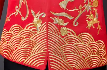 Biela čierna červená modrá 2018 nový príchod vyšívané mužov čínsky tunika vyhovovali nastaviť, pánske obleky, svadobné nevesty formálne šaty, kostým