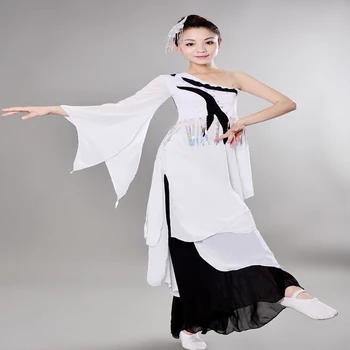 Biele Klasické Tanečné Oblečenie Yangko Dancewear Čínsky Ľudový Tanec Odev Ženský Dáždnik Tanečné Kostýmy Čínskych Fanúšikov Tanca