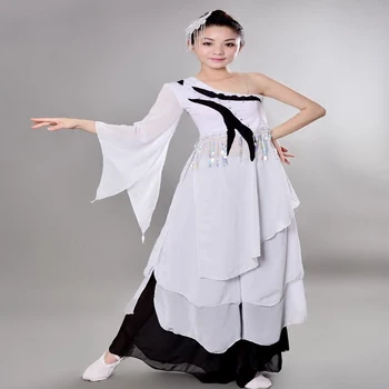 Biele Klasické Tanečné Oblečenie Yangko Dancewear Čínsky Ľudový Tanec Odev Ženský Dáždnik Tanečné Kostýmy Čínskych Fanúšikov Tanca