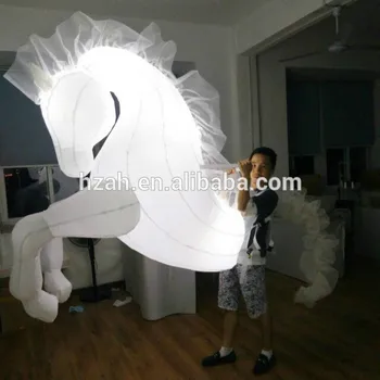 Biele LED Nafukovacie Kôň Kostým pre Sprievod