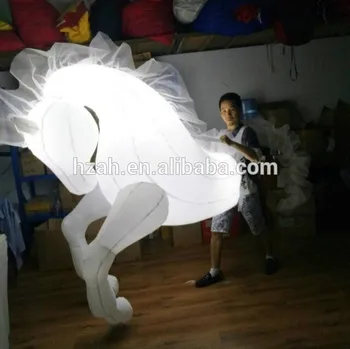 Biele LED Nafukovacie Kôň Kostým pre Sprievod