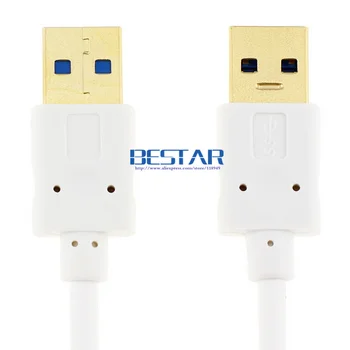 Biele Zlato USB 3.0 Samec Samec typ rozšírenie M/M 0.6 m 2FT USB kábel SOM, ABY SOM na radiátor auto reproduktor pevného disku