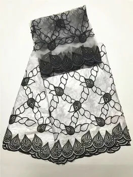 Bielej farby, vyšívané bazin riche getzner s tylu čipky textílie Afriky Bazin textílie pre ženy šaty