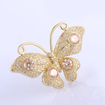 Bijoux Micro Pave Zirkón Crystal Motýľ Zobrazili Kľúčové Tlačidlá Pre Šperky, Takže Veľkoobchod Veľké Medené Zvierat Konektory Charms Diy Berloques