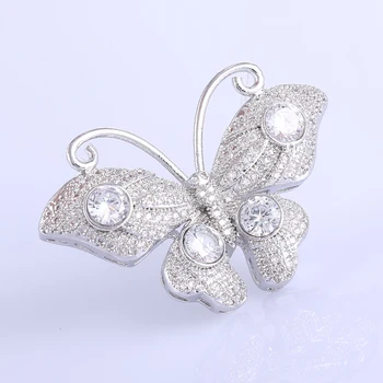 Bijoux Micro Pave Zirkón Crystal Motýľ Zobrazili Kľúčové Tlačidlá Pre Šperky, Takže Veľkoobchod Veľké Medené Zvierat Konektory Charms Diy Berloques