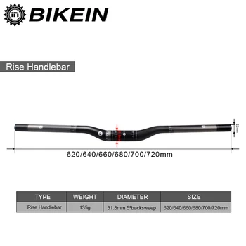 BIKEIN Full Carbon MTB Riadítka Nastaviť Horských Bicyklov Časti 31.8 mm Riadidlá + 5/20 Stupňov Sedlovka + 6/17 Stupňov Kmeňových 460g