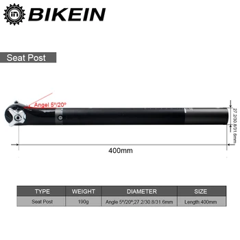 BIKEIN Full Carbon MTB Riadítka Nastaviť Horských Bicyklov Časti 31.8 mm Riadidlá + 5/20 Stupňov Sedlovka + 6/17 Stupňov Kmeňových 460g