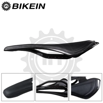 BIKEIN - Vysoká Kvalita 3 k Uhlíka + Kožené Cestných Bicyklov Sedlo Cyklistické Horský Bicykel Predné Sedadlo Mat MTB Vankúš Super Svetlo 130g