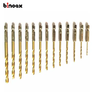 Binoax 13pcs Titán Potiahnutý Drill Bit Nastavený 1/4 Hex Ramienka 1.5-6,5 mm Skrutkovač Twist vrtáka HSS rýchloreznej Ocele #ND00052#