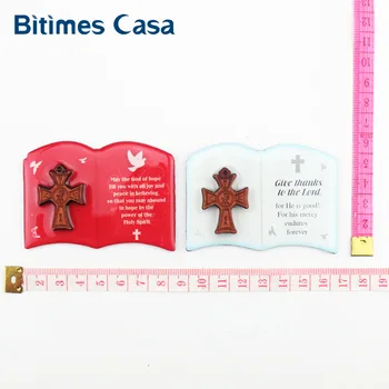Bitimes 3 Ks/Veľa Candy Farby, Magnety Na Chladničku, Hnedá Kríž, Biblia Kniha Tvarované Epoxidové Magnetické Chladnička Nálepky Imanes