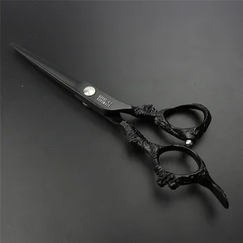 Black 6 palcový Dragon rukoväť sapphire profesionálne kadernícke nožnice holič vyhradená vlasy Styling strihacie Nástroje