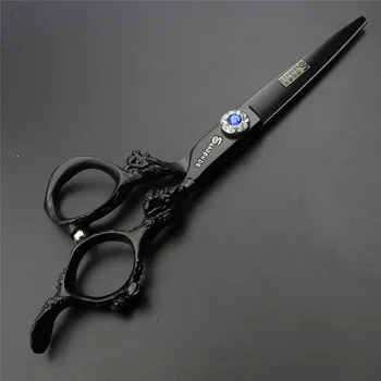 Black 6 palcový Dragon rukoväť sapphire profesionálne kadernícke nožnice holič vyhradená vlasy Styling strihacie Nástroje