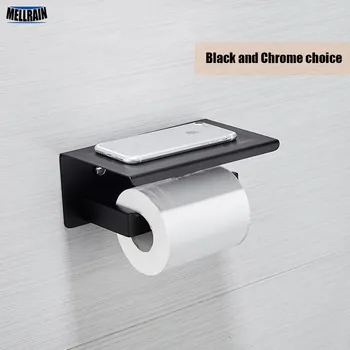 Black & Zrkadlo chrome výber toaletného papiera držiak top platformu dať telefón nehrdzavejúcej ocele kúpeľňa stenu paper roll držiteľ