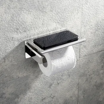 Black & Zrkadlo chrome výber toaletného papiera držiak top platformu dať telefón nehrdzavejúcej ocele kúpeľňa stenu paper roll držiteľ