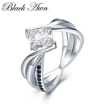 [BLACK AWN] 925 Sterling Silver Šperky, Módne Svadobné Prstene pre Ženy Zásnubný Prsteň Femme Bijoux Bague Veľkosť 6 7 8 C083