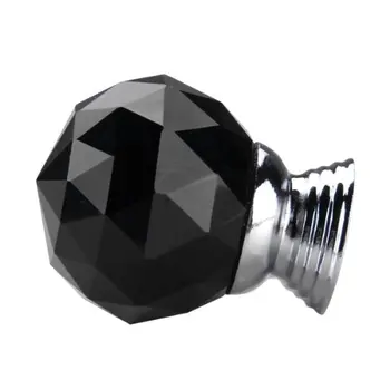 Black Crystal Glass Skrinka na Zásuvky Gombíkov Rukoväte 30 mm