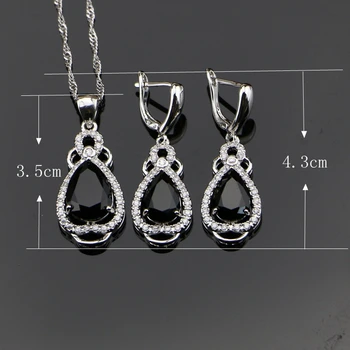 Black Cubic Zirconia Biela CZ Šperky 925 Sterling Silver Šperky Sady Pre Ženy Náušnice/Prívesok/Náhrdelník/Krúžok/Náramok