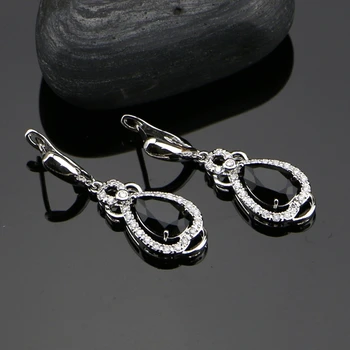 Black Cubic Zirconia Biela CZ Šperky 925 Sterling Silver Šperky Sady Pre Ženy Náušnice/Prívesok/Náhrdelník/Krúžok/Náramok