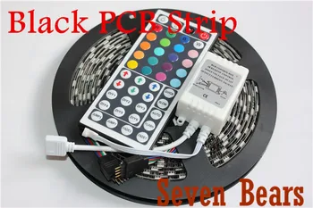 Black PCB Dosky 5050 LED RGB Pásy 5M IP65 Led Pásky Nepremokavé 300 Led/Rolka +44 kľúče, IR Diaľkové ovládanie