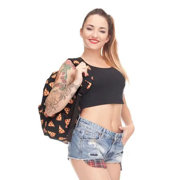 Black pizza 3D Tlač batoh ženy mochila batohy 2016, ktorý sa stará Nový školský mochilas batohy sac dos rugtas zainetto