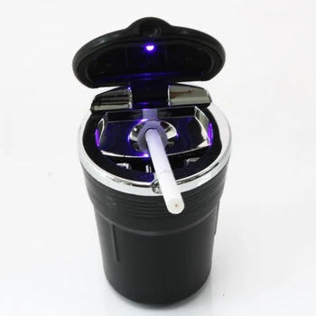 Black Prenosné LED Svetlo Auto Auto Fajčenie Cigaretový Popol Zásobník Domov Popolník v Tvare Valca Populárne