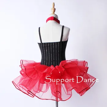 Black Red Balet Tutu Šaty Batoľa Dievčatá, Ženy Súčasného Tanca Kostým S Vymeniteľné Paillette Kravata C286