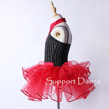 Black Red Balet Tutu Šaty Batoľa Dievčatá, Ženy Súčasného Tanca Kostým S Vymeniteľné Paillette Kravata C286