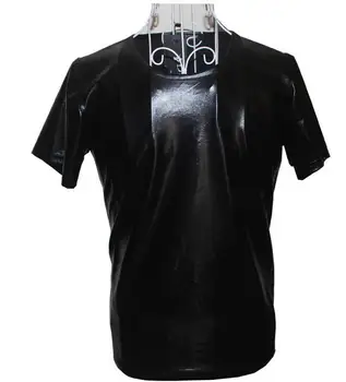 Black Spevák fáze rock faux kožené tričko pu t-shirt mužov oblečenie mens t košele módne 2018 mens bunda Prispôsobiteľné