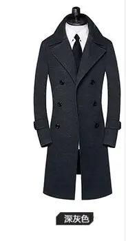 Black teenage Double-breasted dlhé vlny kabát mužov 2018 výkopu bundy pánske vlnené kabáty zvrchníky šaty zimné plus veľkosť S - 9XL