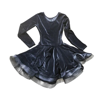 Black velet latinské tanečné šaty pre dievčatá moderné tanečné kostýmy pre deti latinskej šaty dievčatá tanečné oblečenie latinskej sala šaty rumba