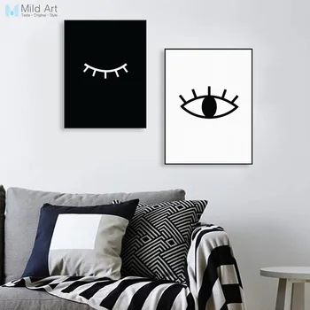 Black White Moderné Abstraktné Očí Plagát, Tlač Minimalistický Nordic Steny V Obývacej Izbe Art Obraz Domova Maliarske Plátno Bez Rámu