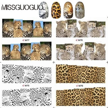 BLEM75-78 zvierat nail art nálepky leopard tlač vody obtlačky úplné pokrytie nálepky na nechty príslušenstvo