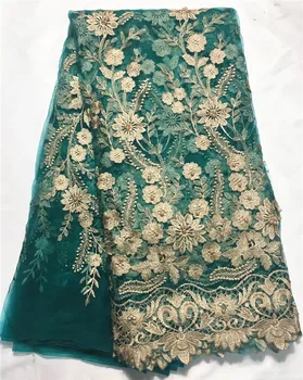 Blesing francúzskej čipky textílie s korálkami african blue tylu šnúrky tkaniny vysokej kvality čistý čipky, výšivky pre ženy party šaty