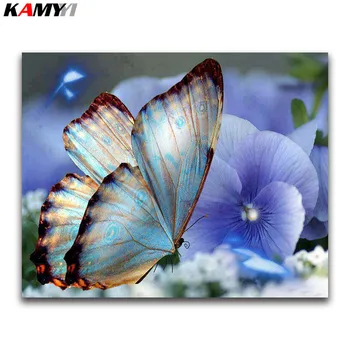 Blue butterfly orchidea,Plné námestie,diamant maľovanie,diamant výšivky,zvierat,cross stitch nálepky,kvety ,diamant mozaiky,darček