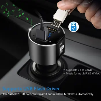 Bluetooth do Auta Bezdrôtový FM Vysielač Bluetooth Car MP3 Prehrávač 5V 3.4 Rádio FM Vysielač Handsfree Telefonovanie s dvomi USB
