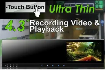 Blutooth Zrkadlo recroder kamera DVR auto HD 4.3 zrkadla, dotyk jazdy záznamník+Av kompatibilný fotoaparát nainštalovaný parkovanie assit