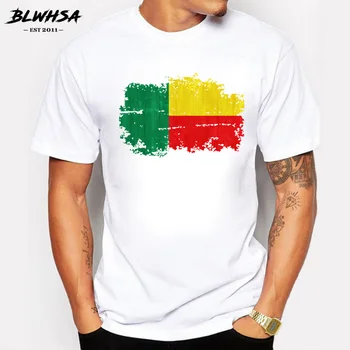 BLWHSA 2017 Lete Muži T-shirt Benin Národ Príznak Nostalgické Štýl Tričko Bavlna Kvalitný Hip Hop Streetwear Lumbálna Mužov