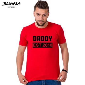 BLWHSA Otecko Est 2018 Print T Shirt Muži Móda Bežné Bavlnené O-Krku Vlastné Otcov, Deň T-shirt Otec Od Topy Tees Darček Pre Otca